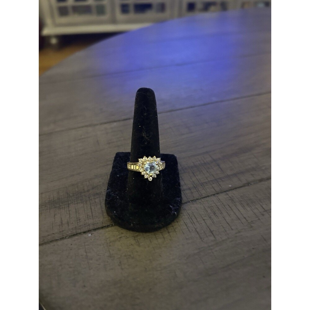 Sterling Silver Blue Heart Ring Size 6.5